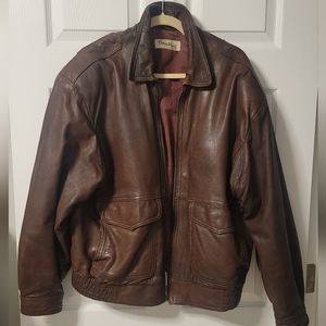 Philippe Monet leather bomber jacket size 44 brown